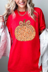 5000-E3135 Floral Fall Pumpkin Graphic Heavy Cotton Tee $9
