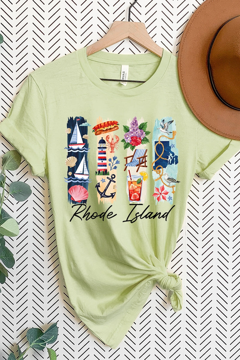 US3001-E3061RI Rhode Island State Brushstroke Graphic Tee $12.5