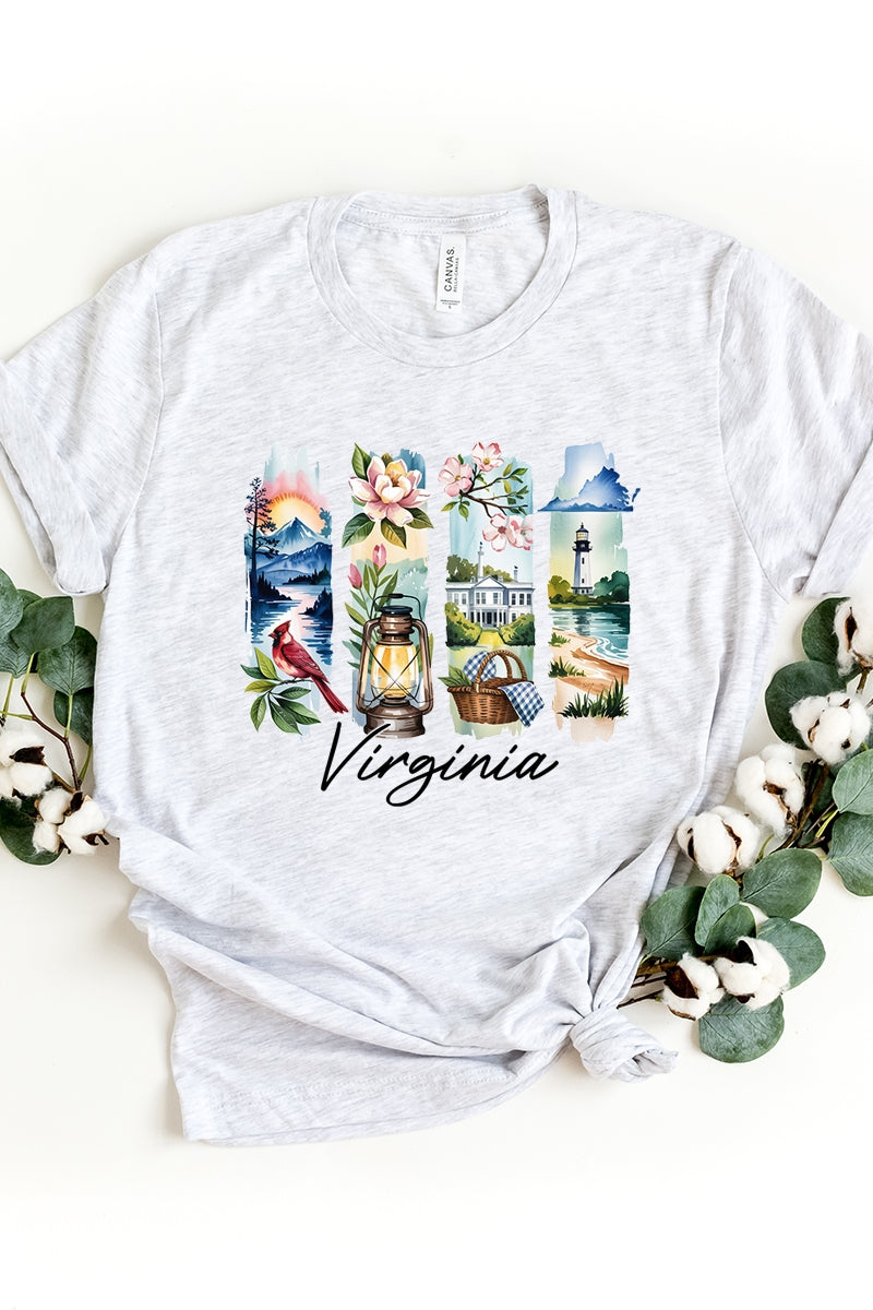 US3001-E3061VA Virginia State Brushstroke Graphic Tee $12.5