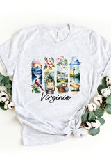 US3001P-E3061VA Virginia State Brushstroke Graphic Plus Tee $16