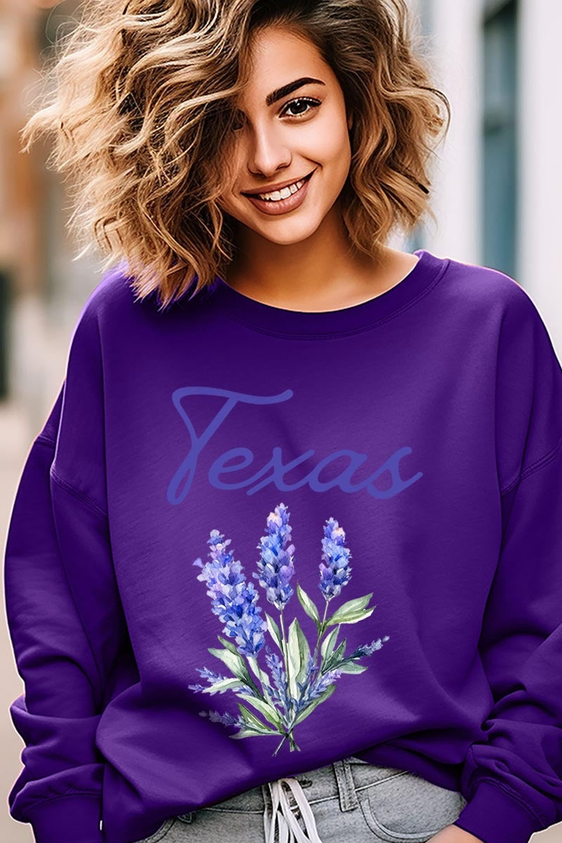 UL180P-E3060 Texas Bluebonnet Graphic Plus Sweatshirt $25