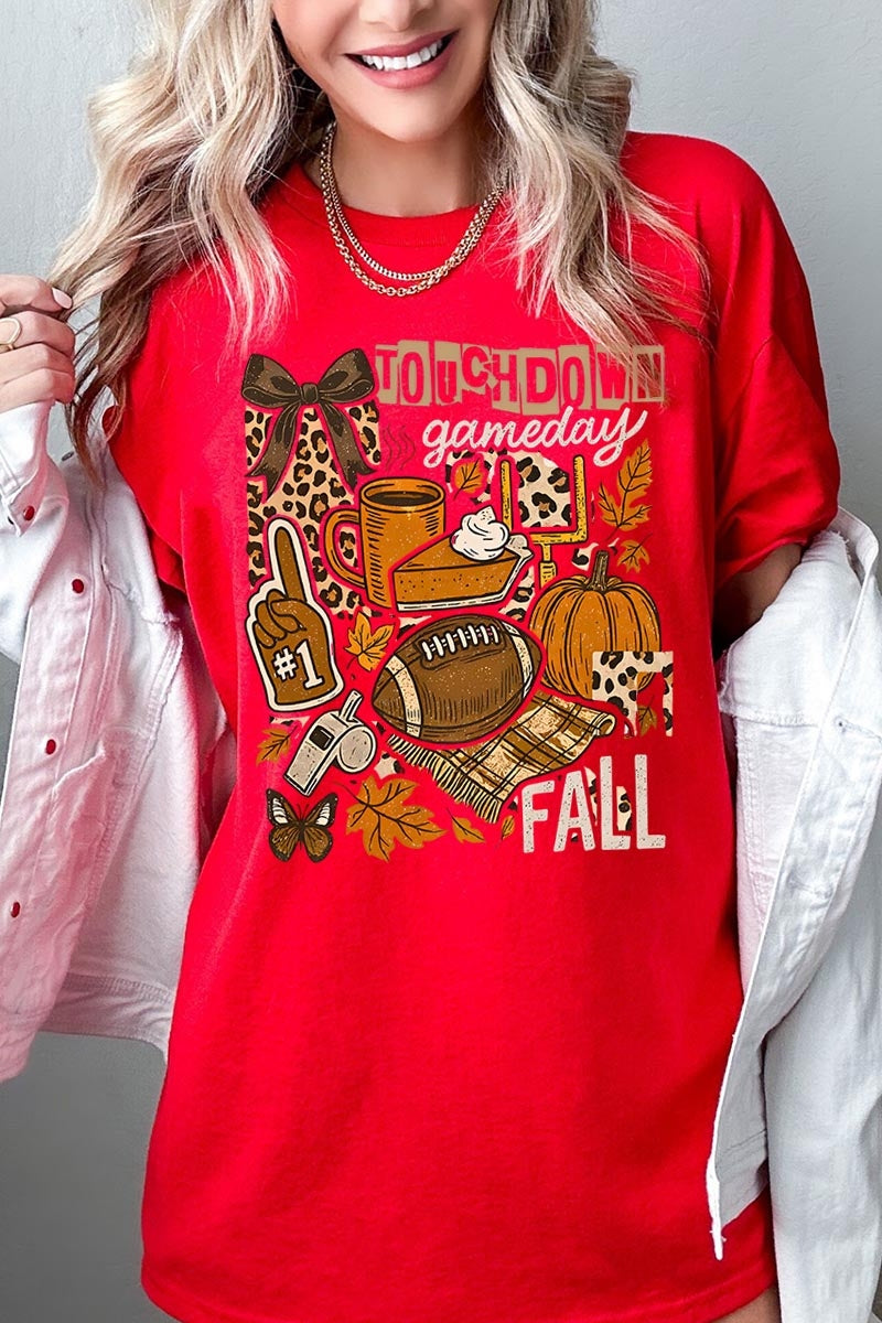 5000P-E3134 Fall Football Collage Plus Heavy Cotton Tee $12.75