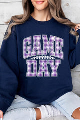 UL180-E3127 Purple Gingham Game Day Graphic Sweatshirt $20