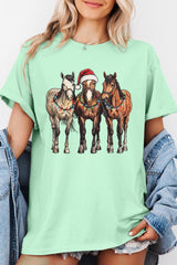 5000P-E3182 Christmas Horses Graphic Plus Heavy Cotton Tee $12.75
