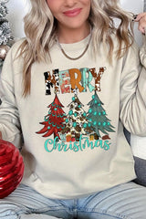 UL180-E3200 Merry Christmas Trees Graphic Sweatshirt $20