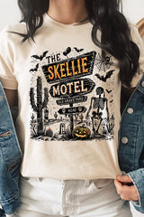 US3001-E3108 Skellie Motel Halloween Graphic Tee $12.5