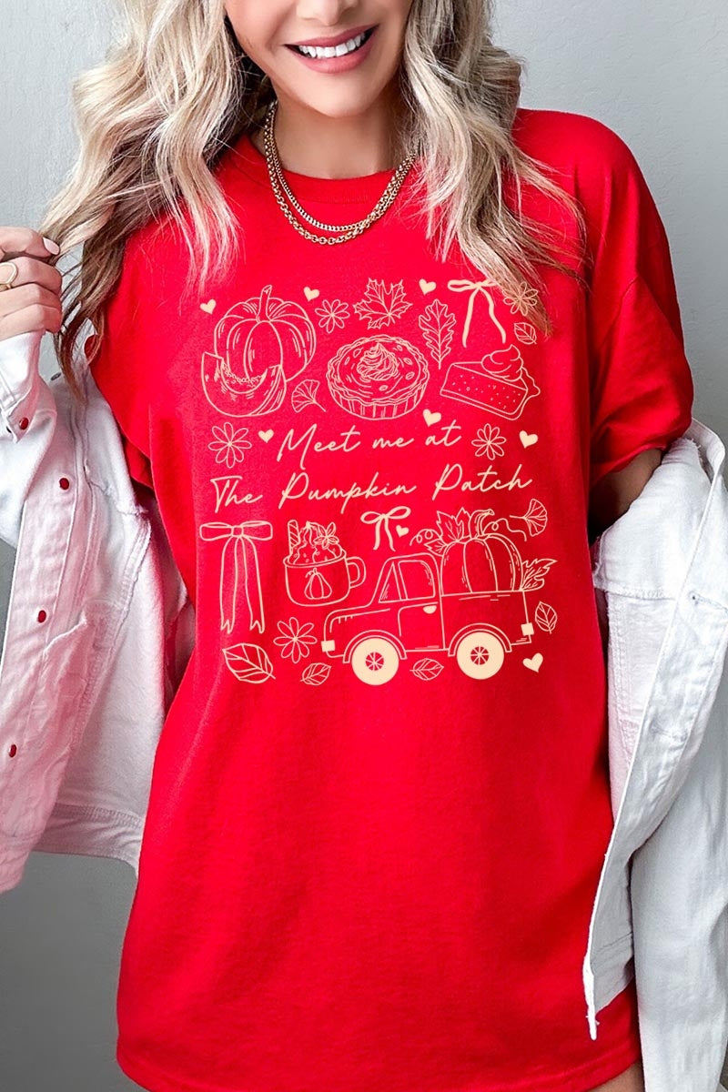 5000P-E3163 Pumpkin Patch Doodle Graphic Plus Heavy Cotton Tee $12.75