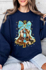 UL180P-E3184 Turquoise Christmas Tree Graphic Plus Sweatshirt $25