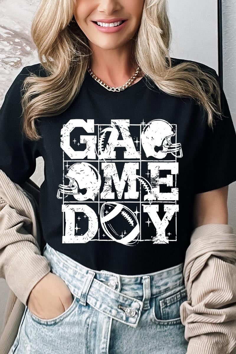 US3001P-E3073 Distressed Game Day Graphic Plus Tee $16