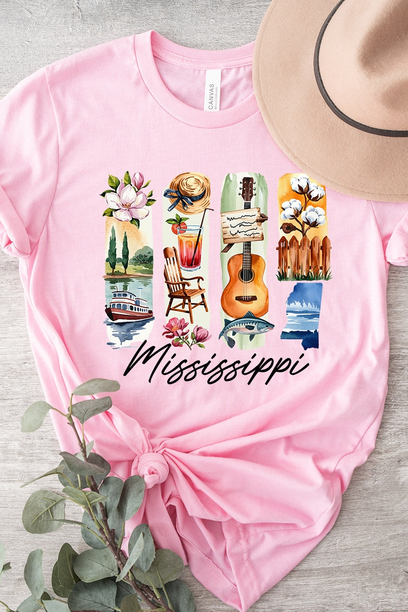 US3001P-E3061MS Mississippi State Brushstroke Graphic Plus Tee $16