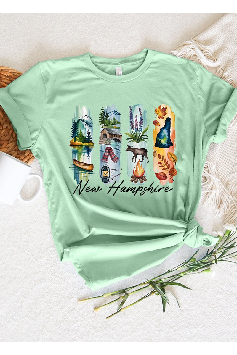 US3001-E3061NH New Hampshire State Brushstroke Graphic Tee $12.5