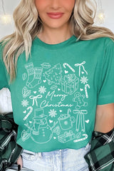 US3001-E3181 Christmas Doodle Graphic Tee $12.5