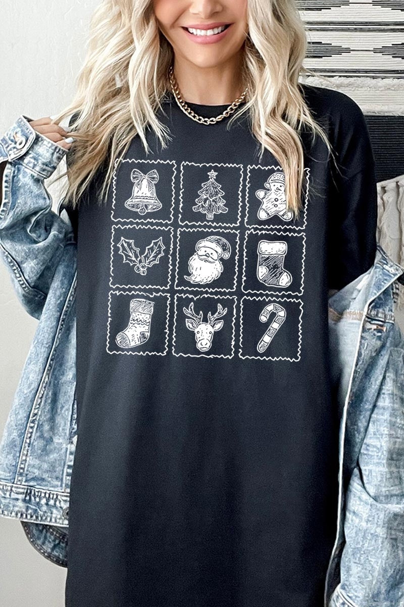 5000P-E3215 Christmas Icons Graphic Plus Heavy Cotton Tee $12.75