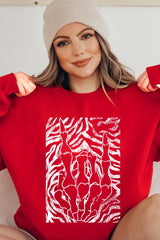 UL180-E3177 Skeleton Hands Zebra Graphic Sweatshirt $20