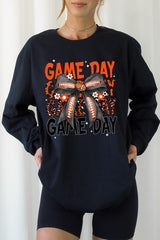 UL240P-E3088 Orange Black Football Bow Plus Long Sleeve Tee $17