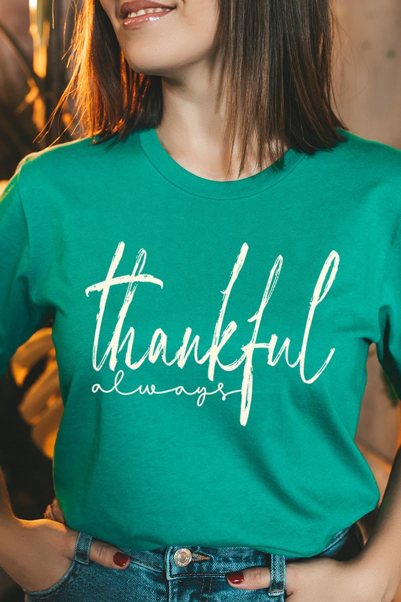 US3001P-E3170 Thankful Graphic Plus Tee $16