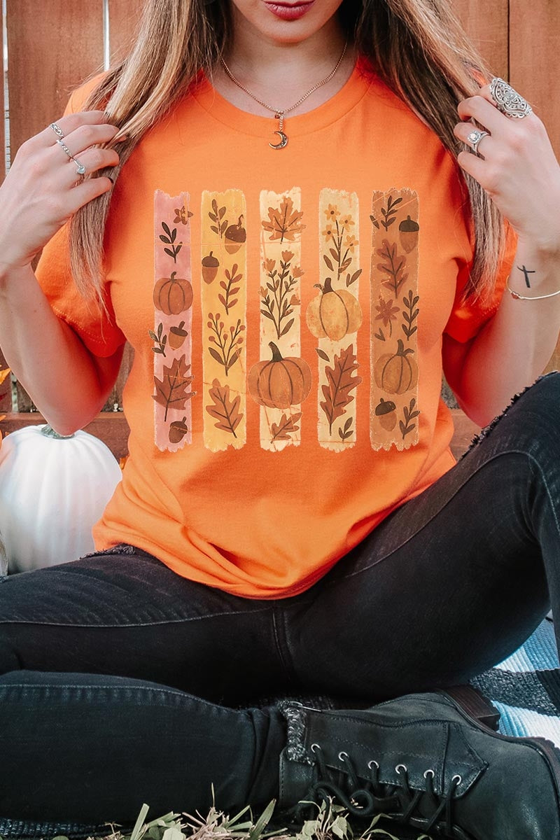 US3001-E3110 Brushstroke Boho Fall Graphic Tee $12.5