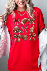 5000-E3054 Cute Football and Bow Graphic Heavy Cotton Tee $9