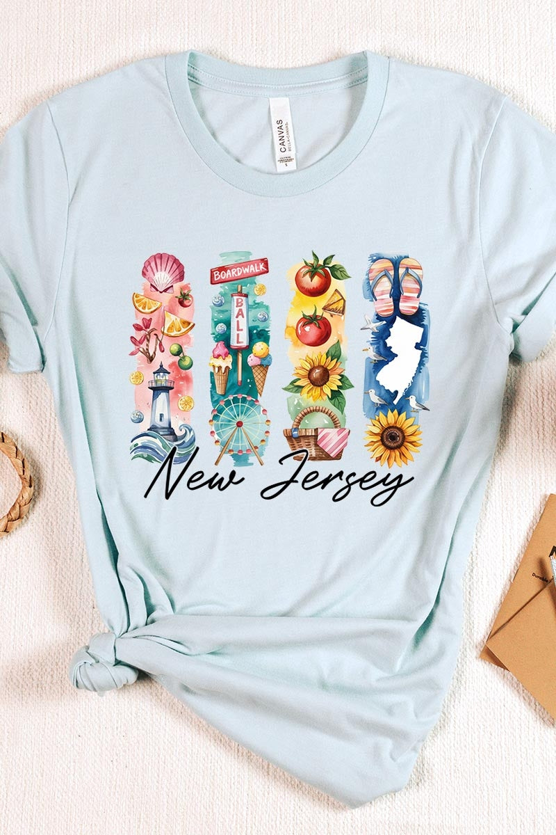 US3001P-E3061NJ New Jersey State Brushstroke Graphic Plus Tee $16