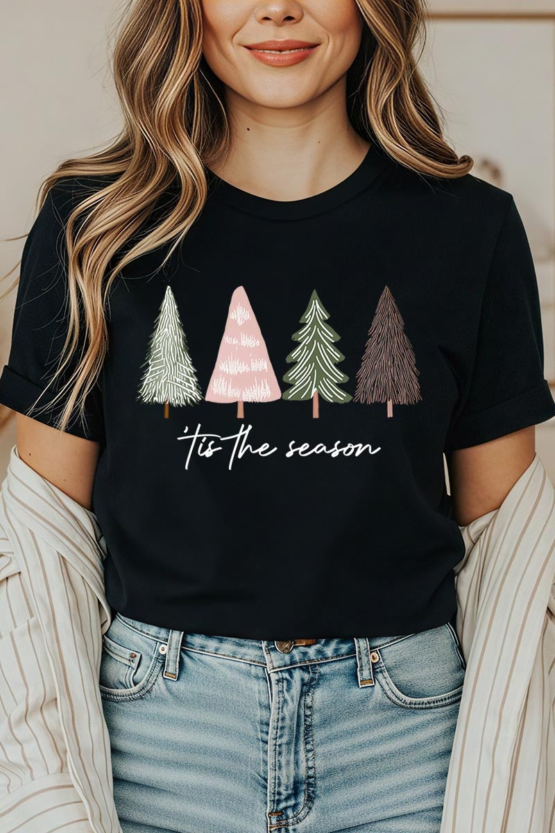 US3001P-E3218 Rustic Christmas Trees Graphic Plus Tee $16