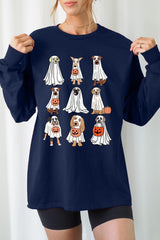 UL240P-E3106 Halloween Ghost Dog Graphic Plus Long Sleeve Tee $17