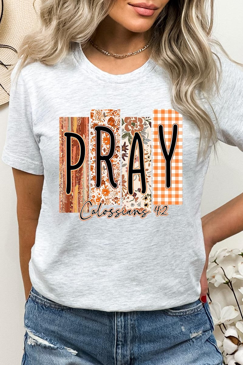 US3001-E3166 Pray Fall Christian Graphic Tee $12.5