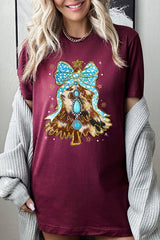US3001P-E3184 Turquoise Christmas Tree Graphic Plus Tee $16