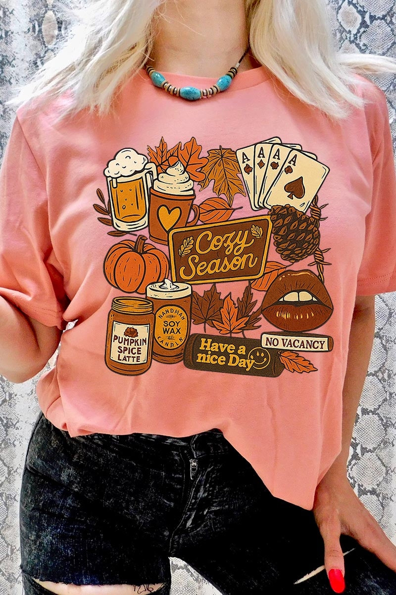 US3001P-E3119 Retro Fall Collage Graphic Plus Tee $16