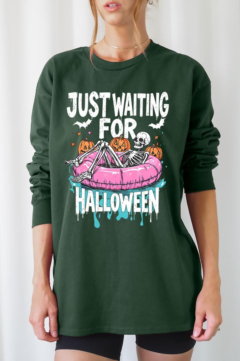 UL240P-E3138 Just Waiting For Halloween Plus Long Sleeve Tee $17