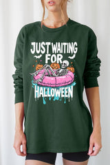 UL240P-E3138 Just Waiting For Halloween Plus Long Sleeve Tee $17