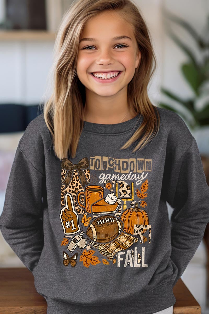 UL180B-E3134Z Fall Football Collage Kids Graphic Sweatshirt $20