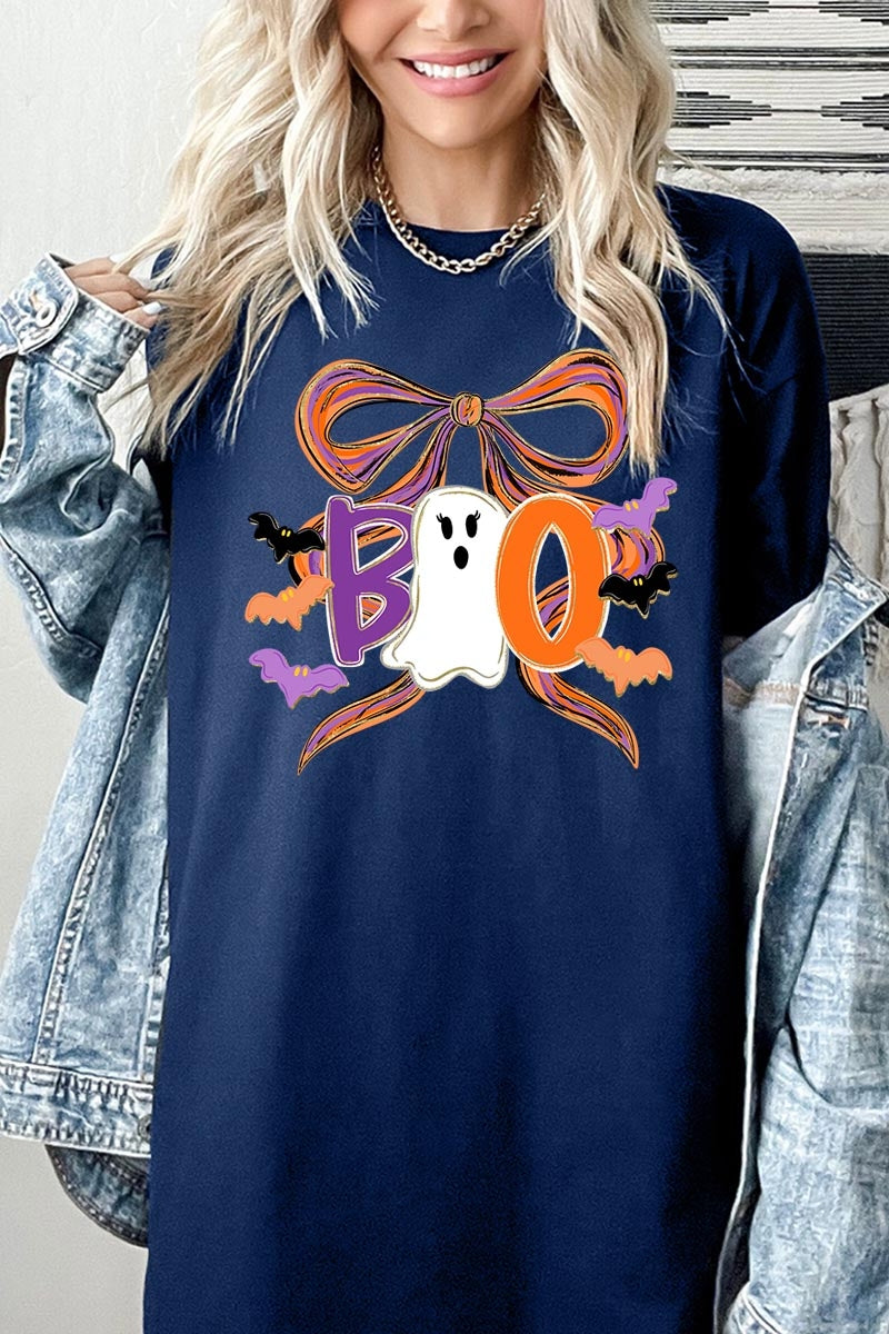 5000P-E3120 Boo Brushstroke Bow Graphic Plus Heavy Cotton Tee $12.75