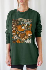 UL240-E3134 Fall Football Collage Graphic Long Sleeve Tee $13.75