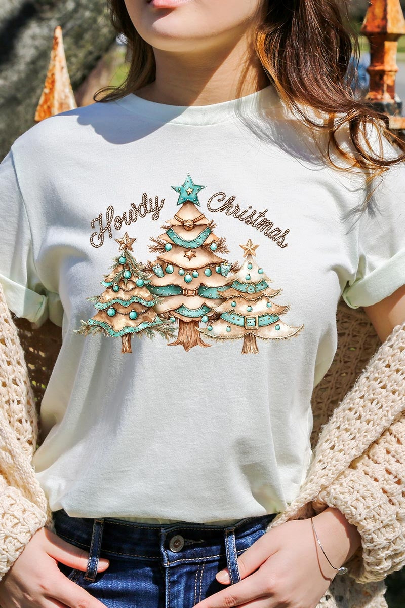 US3001P-E3185 Howdy Christmas Graphic Plus Tee $16