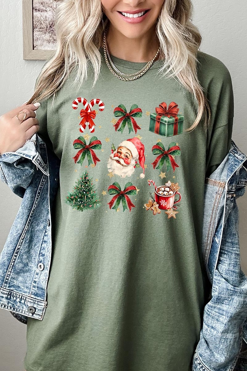5000P-E3217 Santa Gifts & Bows Christmas Graphic Plus Heavy Cotton Tee $12.75