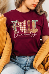 US3001P-E3071 Fall Vibes Rustic Script Graphic Plus Tee $16