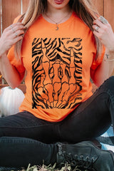 US3001-E3177 Skeleton Hands Zebra Graphic Tee $12.5