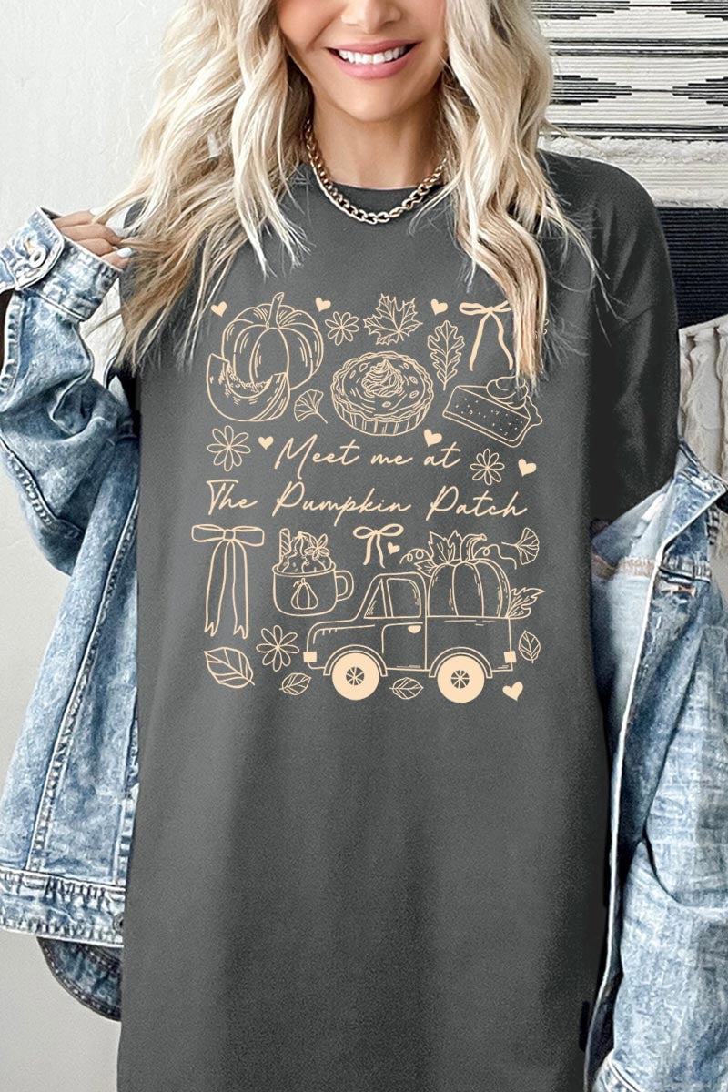 5000-E3163 Pumpkin Patch Doodle Graphic Heavy Cotton Tee $9