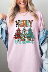5000-E3200 Merry Christmas Trees Graphic Heavy Cotton Tee $9