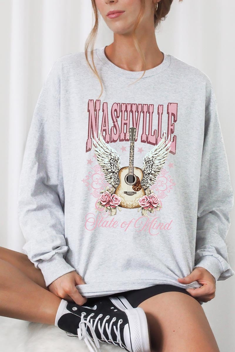 UL240-E3157 Nashville Rose Graphic Long Sleeve Tee $13.75