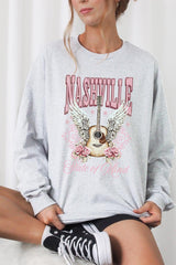 UL240P-E3157 Nashville Rose Graphic Plus Long Sleeve Tee $17