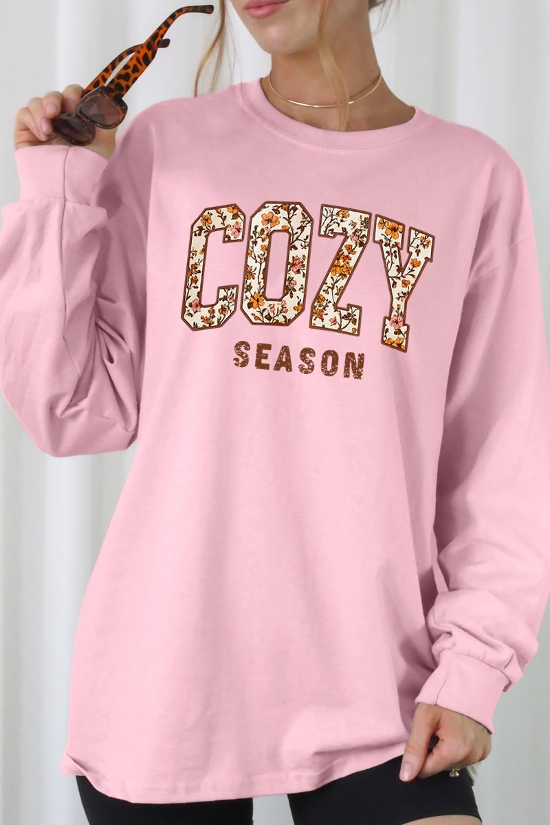 UL240-E3082 Cozy Season Graphic Long Sleeve Tee $13.75
