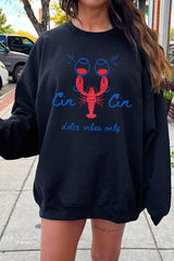 UL180-E3069 Cin Cin Lobster Celebration Graphic Sweatshirt $20