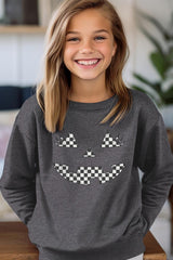 UL180B-E3149Z Checker Pumpkin Face Kids Graphic Sweatshirt $20