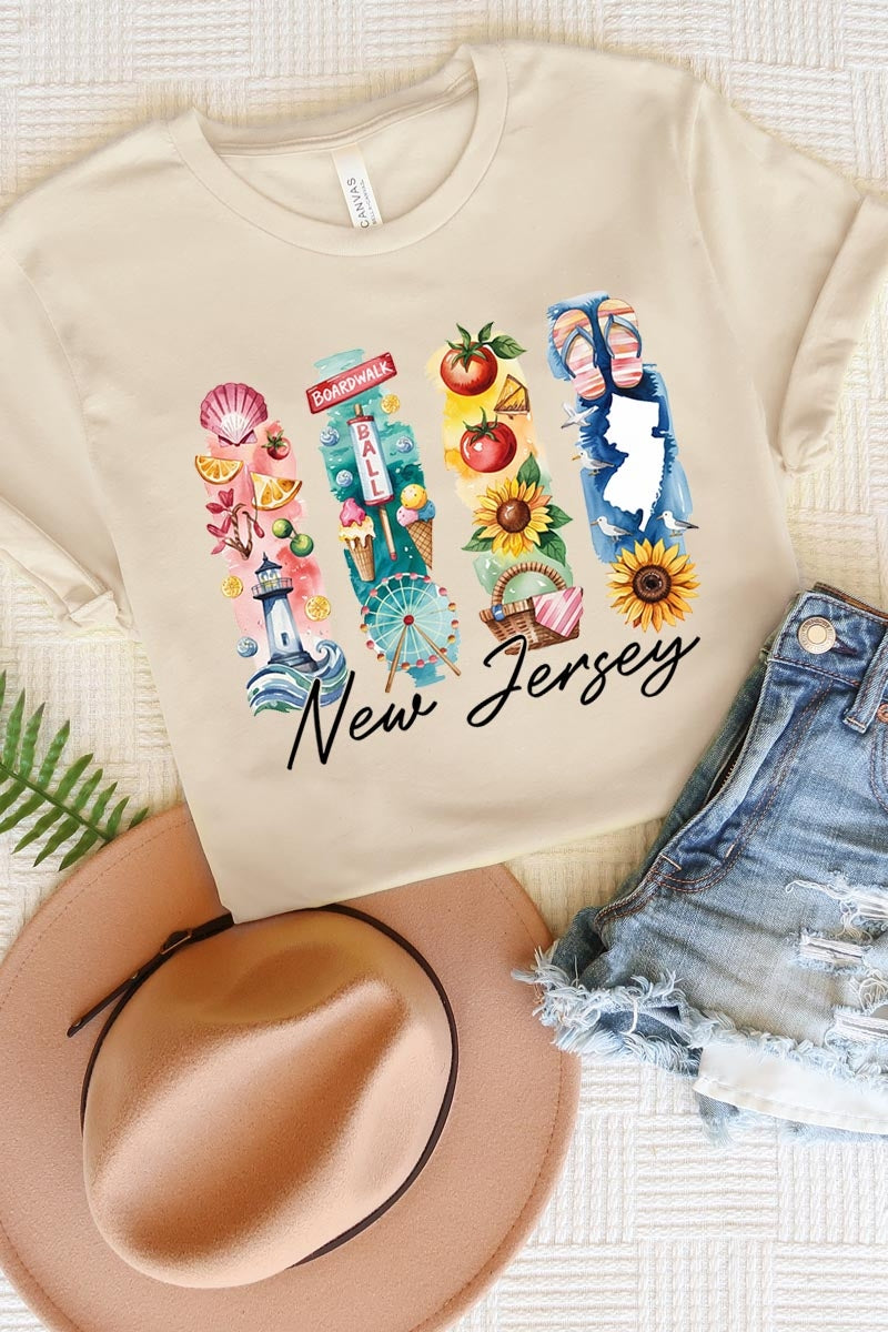 US3001-E3061NJ New Jersey State Brushstroke Graphic Tee $12.5