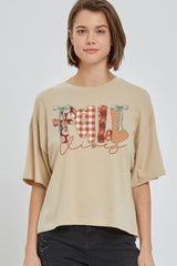 CTS-E3071 Fall Vibes Rustic Script Graphic Relaxed Crop Top $11