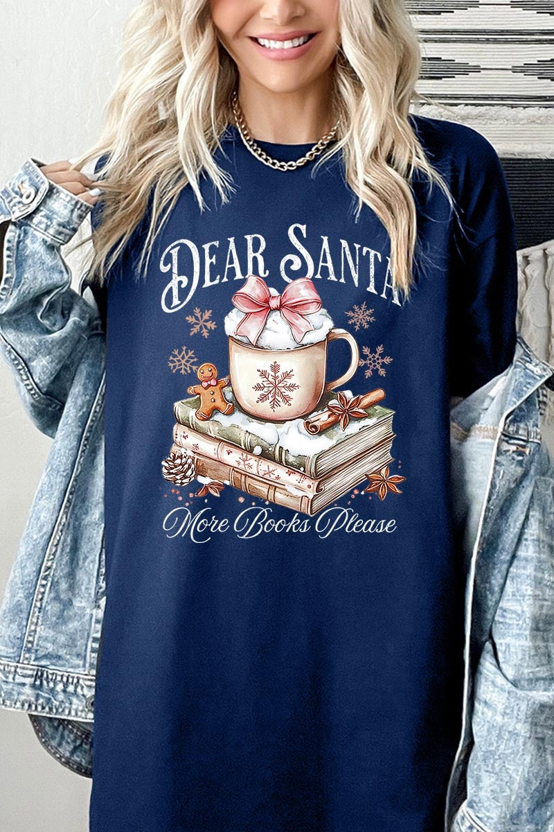 5000-E3205 Dear Santa Books Graphic Heavy Cotton Tee $9