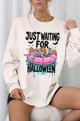 UL240-E3138 Just Waiting For Halloween Graphic Long Sleeve Tee $13.75