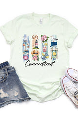 US3001-E3061CT Connecticut State Brushstroke Graphic Tee $12.5