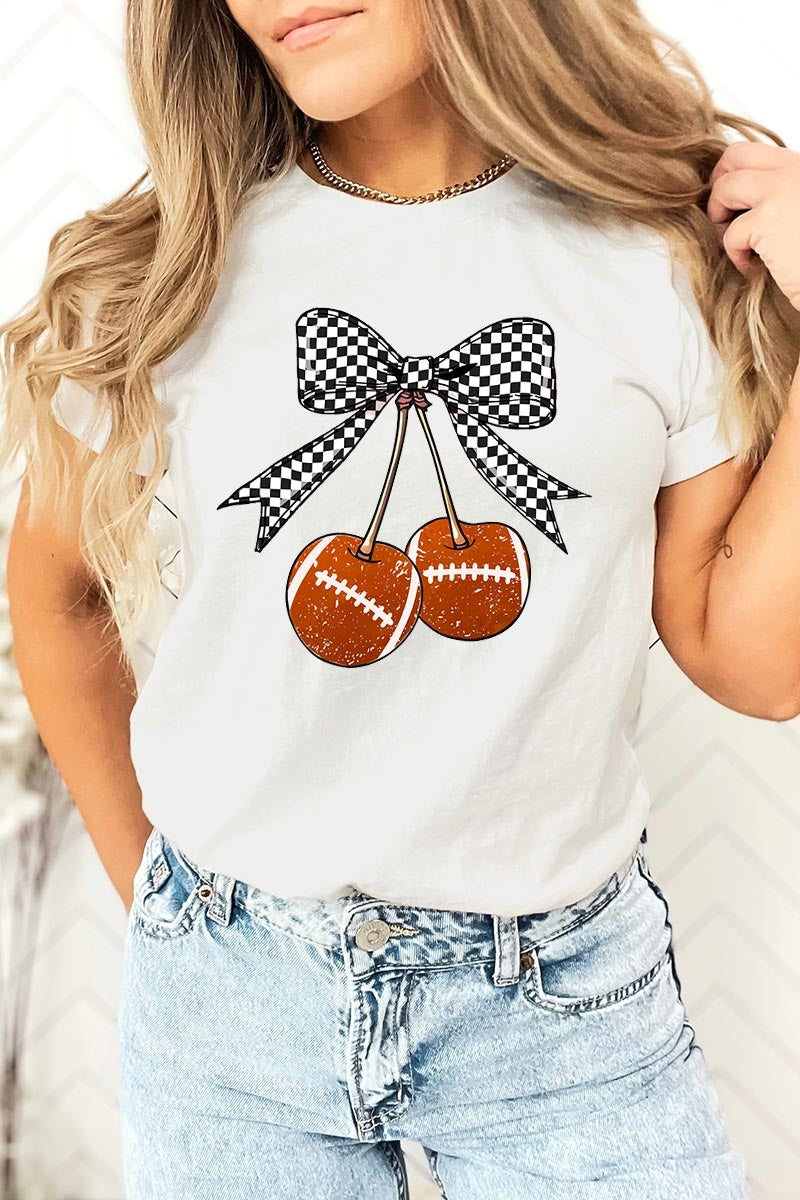 US3001P-E3055 Football Cherries Graphic Plus Tee $16
